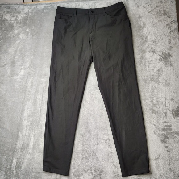 Lululemon ABC Warpstreme Pants Men's 36x32 Black Slim Fit 5 Pocket Church Preppy - Picture 2 of 16